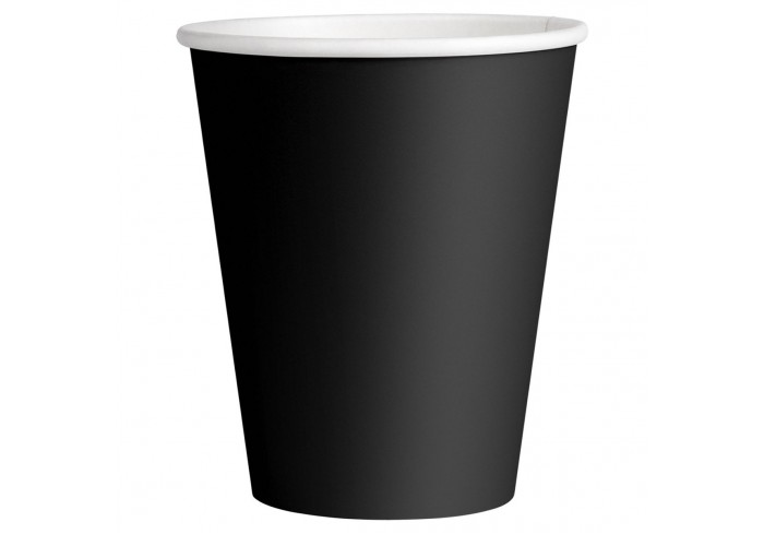 Стаканы одноразовые OfficeClean 300мл, набор 50шт., бумажные однослойные, черные, хол/гор