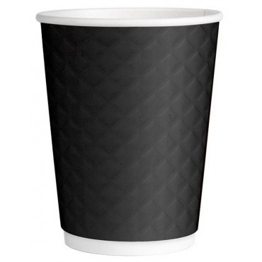 Стаканы одноразовые OfficeClean 250мл, набор 33шт., бумажные двухслойные, Waffle черные, хол/гор