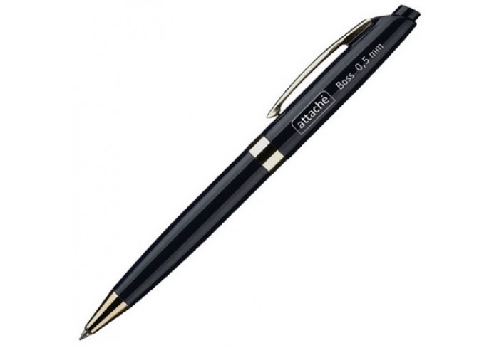 Ручка шариковая автомат. Attache Boss, пиш.узел0,7/линия 0,5, черный корпус,чернила черные