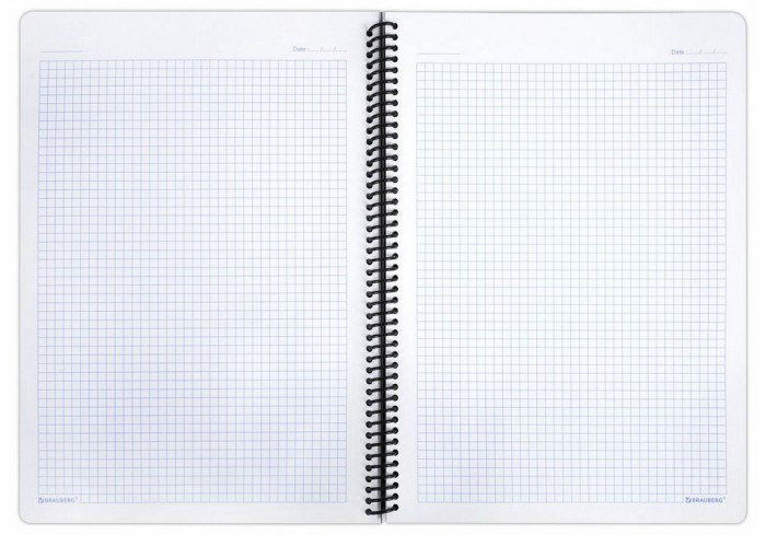 Тетрадь обложка пластик, А4, 80 л., спираль пластик, клетка, BRAUBERG 
