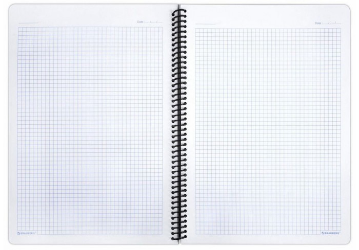 Тетрадь обложка пластик, А4, 80 л., спираль пластик, клетка, BRAUBERG 