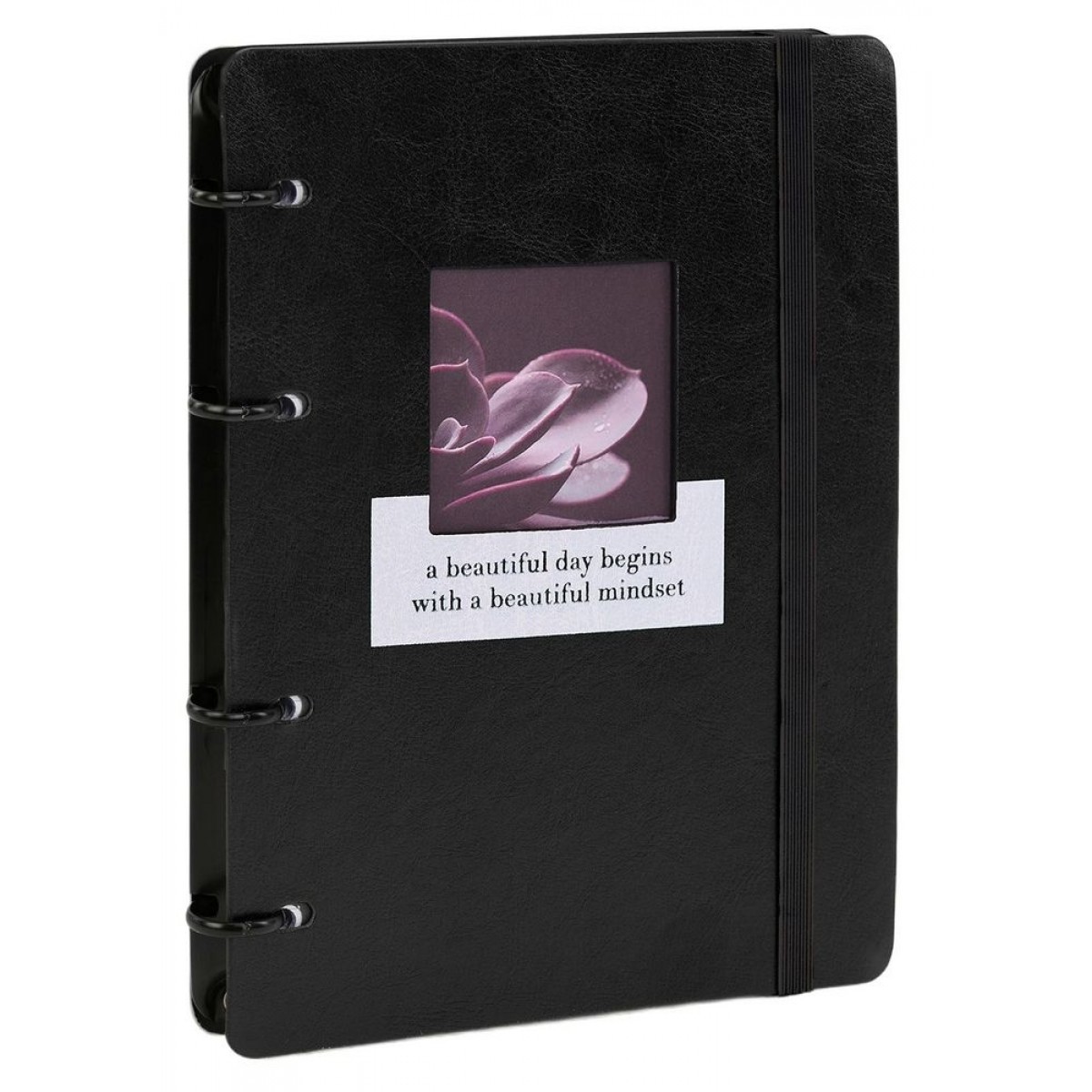 Тетрадь на кольцах А5, 160х212 мм, 120 л., под кожу, вырубка, резинка, стикеры, BRAUBERG, 