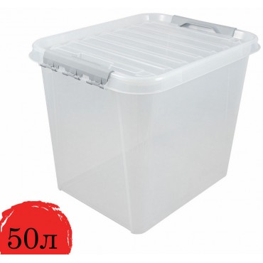 Ящик-контейнер 50 л с КРЫШКОЙ НА ЗАЩЕЛКАХ 