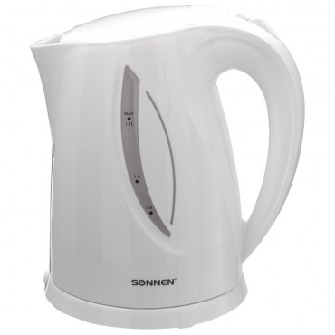 Чайник SONNEN KT-1758, 1,7 л, 2200 Вт, закрытый нагревательный элемент, пластик, белый,