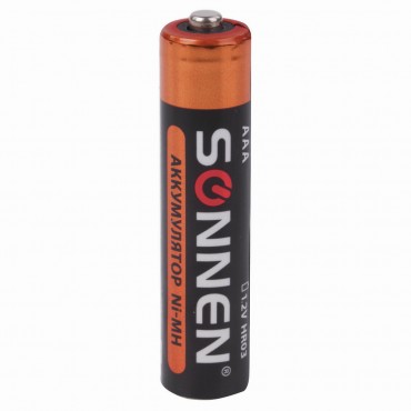 Батарейка аккумуляторная Ni-Mh мизинчиковая , AAA (HR03) 1000 mAh, SONNEN, ЦЕНА ЗА 1ШТ