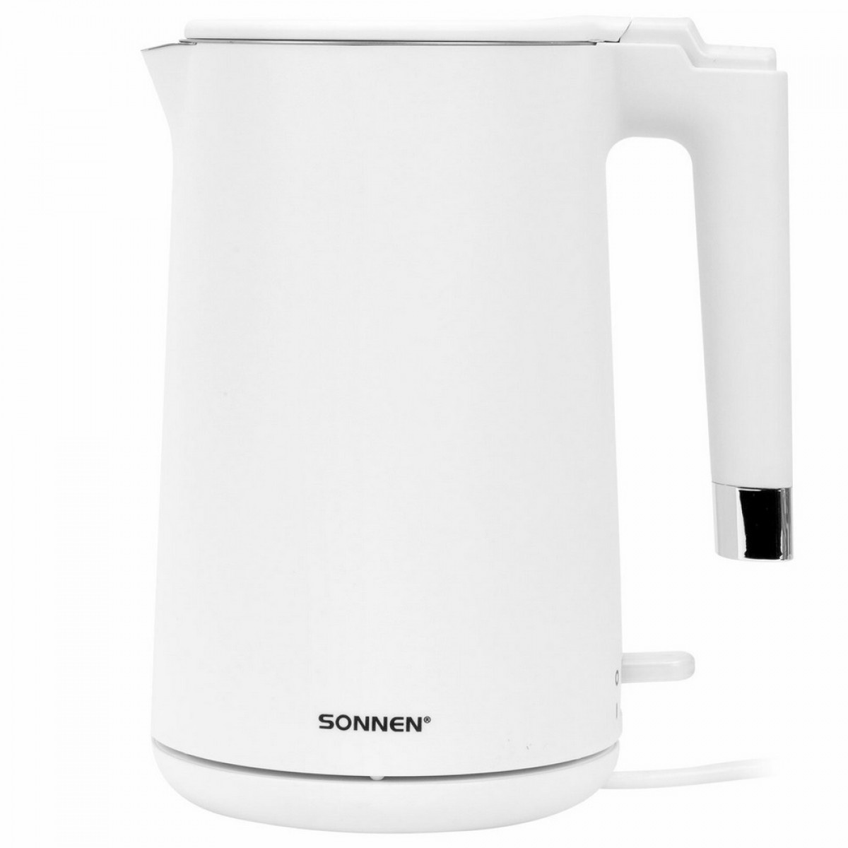 Чайник электрический с двойными стенками SONNEN KT-8719W, 1,5 л, 2200 Вт, белый,