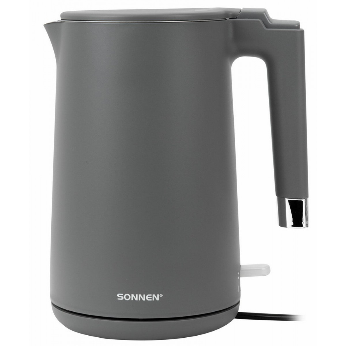 Чайник электрический с двойными стенками SONNEN KT-8719G, 1,5 л, 2200 Вт, графитовый, 454693