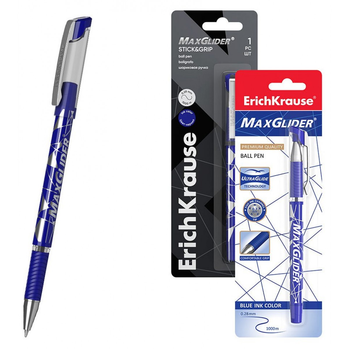 Ручка шарик. С резин.хватом ErichKrause MaxGlider® Stick&Grip 0.7, линия 0,28, Ultra Glide Technolog