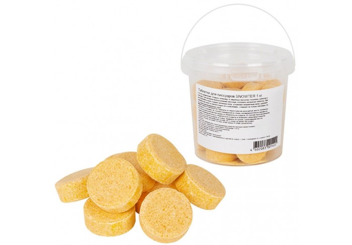 Таблетки для писсуаров 1 кг, SNOWTER (Сноутер), дезодорирующие, ведерко,