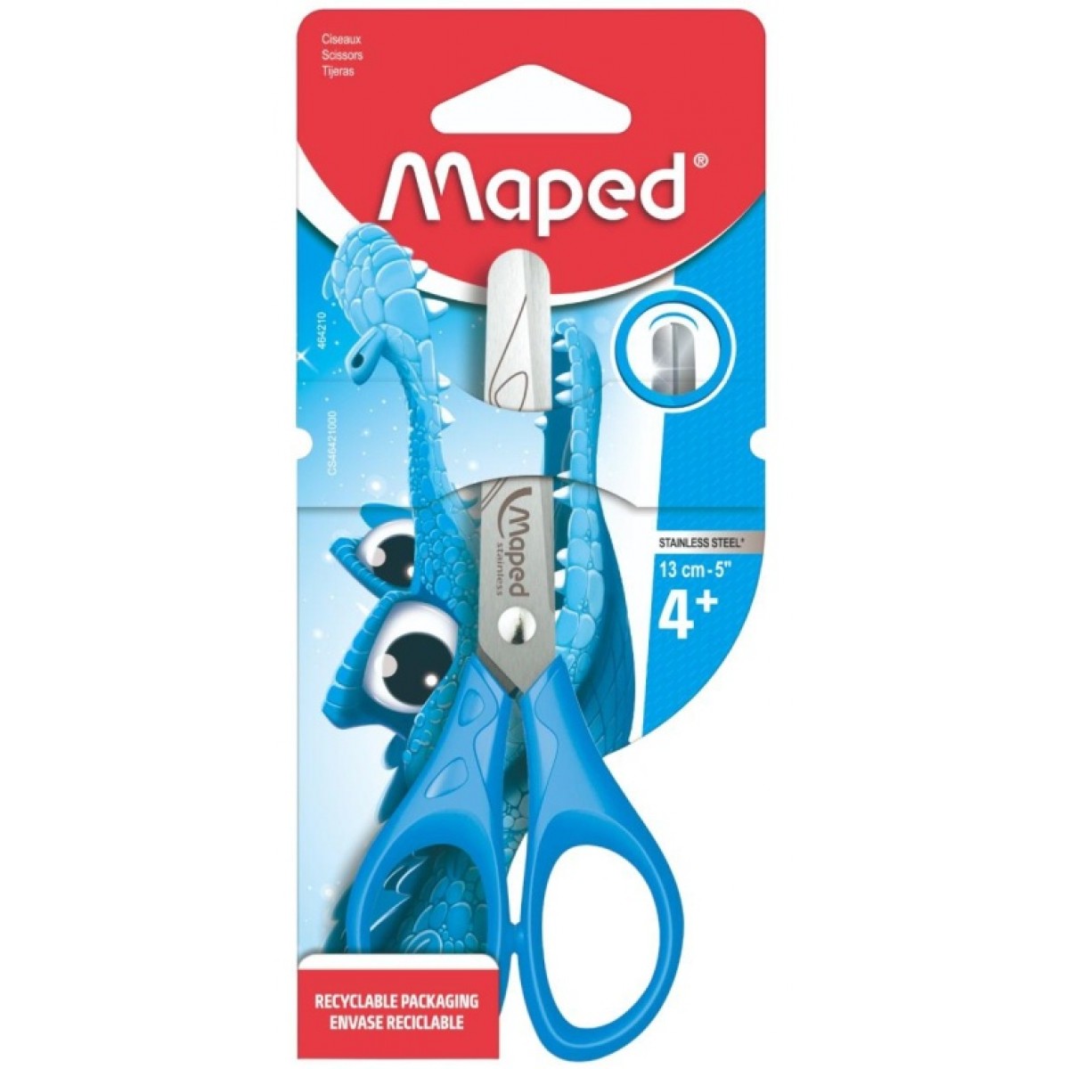 Ножницы детские MAPED ESSENTIALS 13 см,  закругленные лезвия, ручки симметричные, в блистере