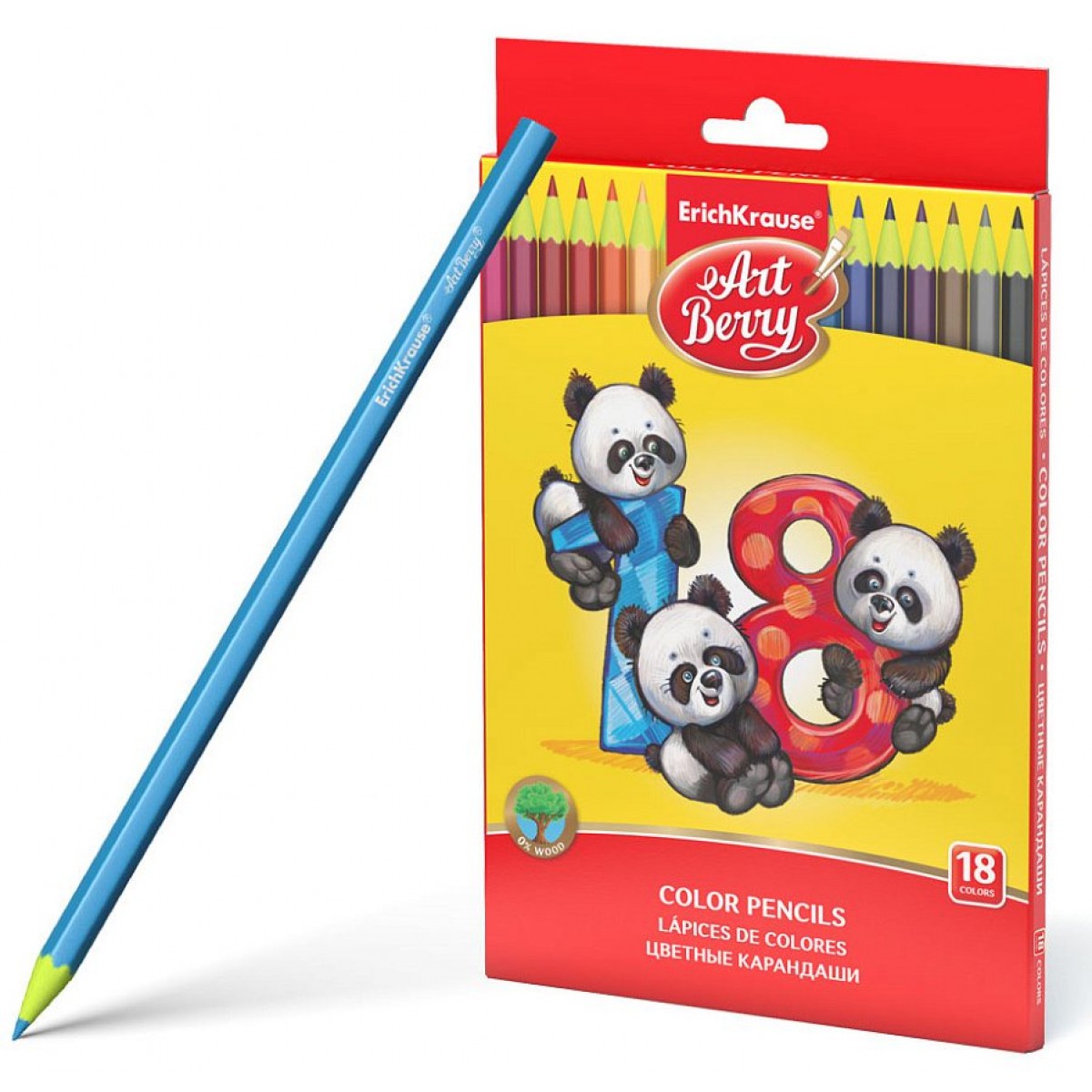 Цветные карандаши пластиковые ArtBerry® шестигранные, грифель 3 мм, 18 цветов