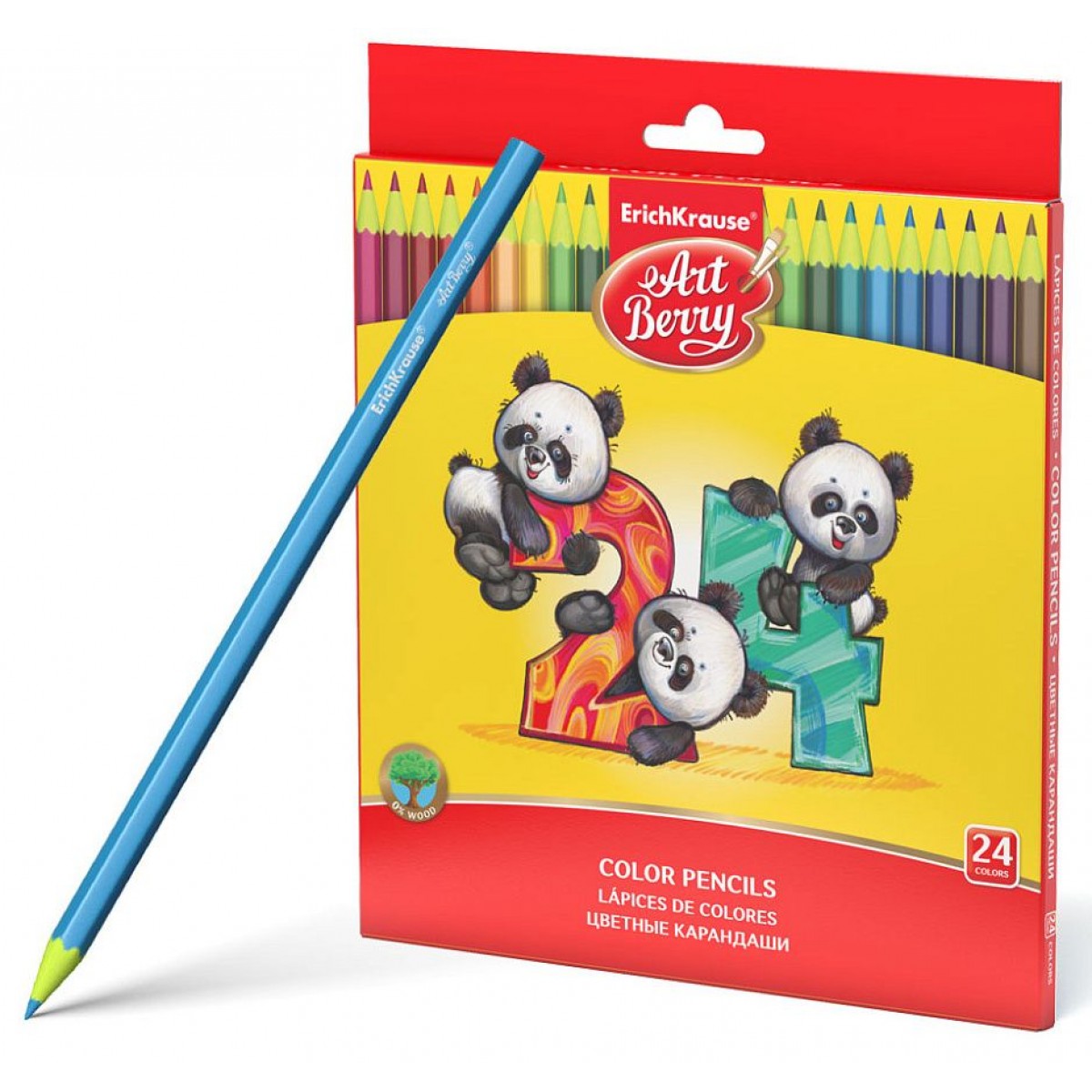 Цветные карандаши пластиковые ArtBerry® шестигранные, грифель 3 мм, 24 цвета