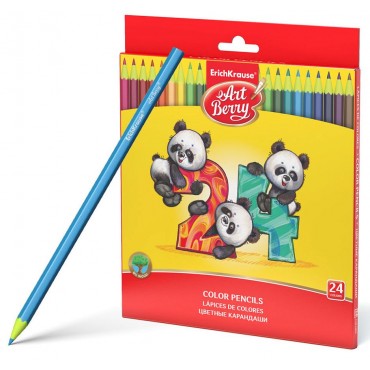 Цветные карандаши пластиковые ArtBerry® шестигранные, грифель 3 мм, 24 цвета