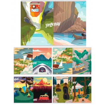 Тетрадь перевертыш клетка А5 48л. ПУТЕШЕСТВИЕ ПО ГОРОДАМ  цветная мелованная обложка