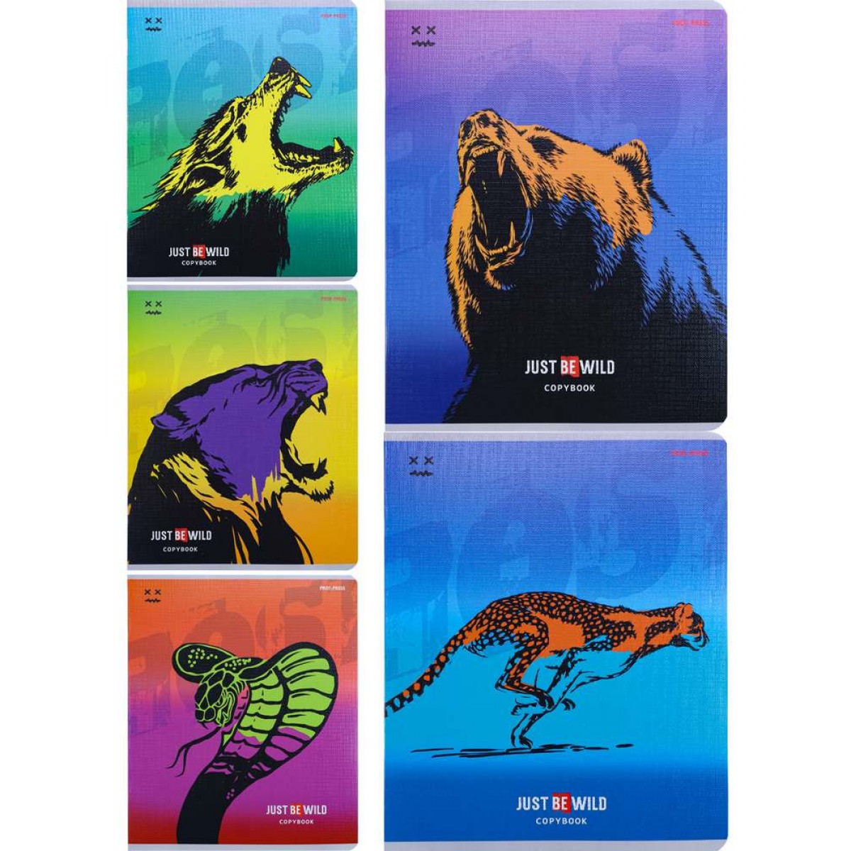 Тетрадь 48л. клетка РИСУНКИ ДИКИХ ЖИВОТНЫХ (цветная мелов. обл., лён)