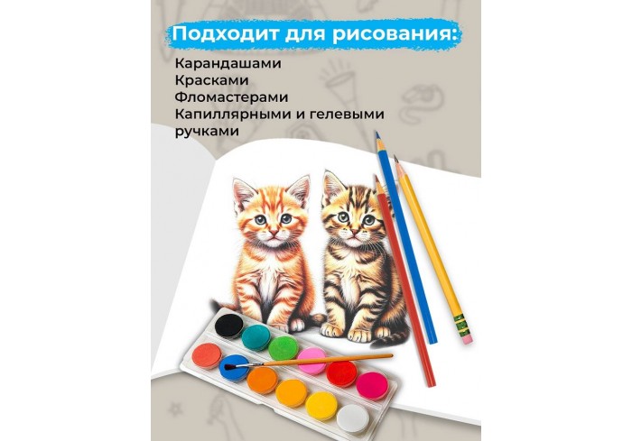 Альбом для рисования А4 48л. ГИГАНТСКИЕ КОШКИ на склейке, матовая лам, выб. лак, 2дизайна