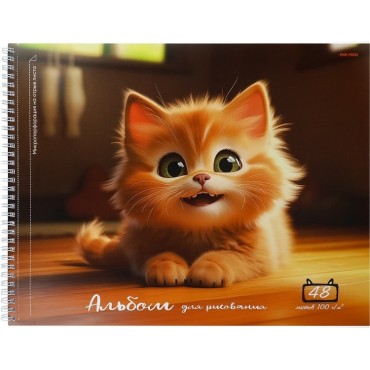 Альбом для рисования А3 48л. УЛЫБКА КОТЁНКА, гребень, офсет, микроперфорация