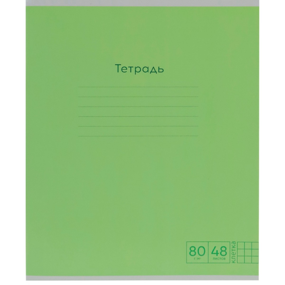 Тетрадь 48 л, А5  КЛЕТКА  PASTEL САЛАТОВАЯ, 80г/м2, цветная мел обложка
