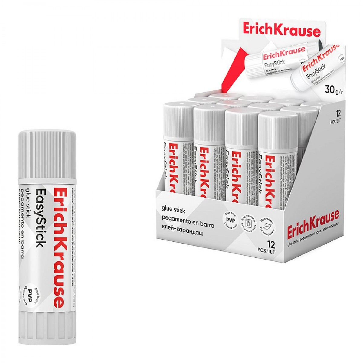 Клей-карандаш ErichKrause EasyStick, 30г