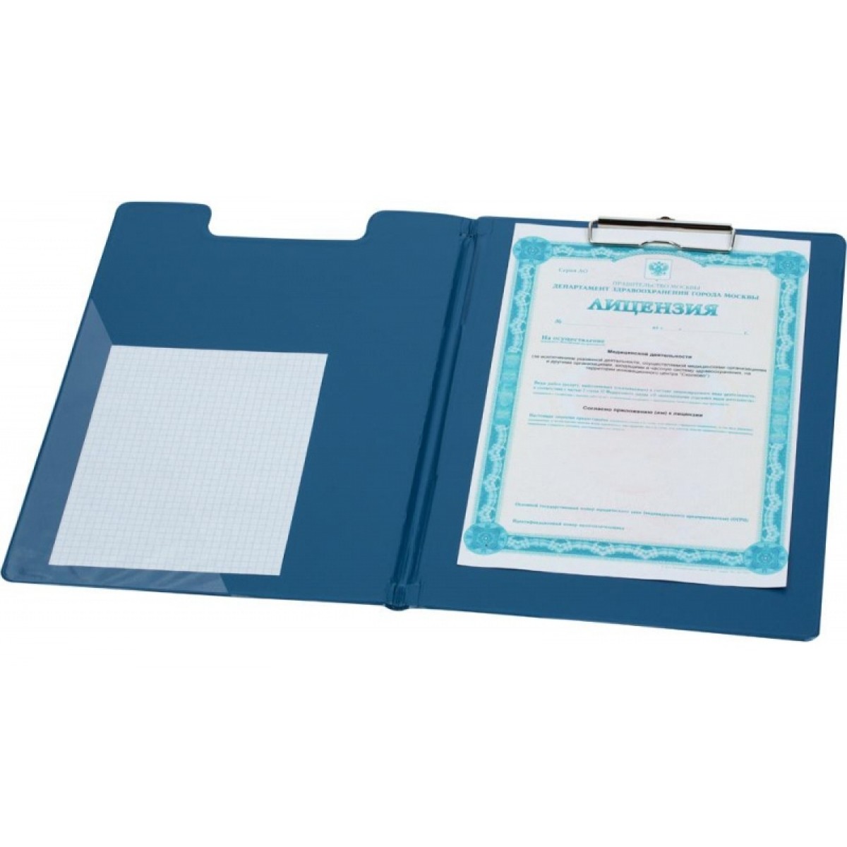 Папка-планшет BANTEX 4210-01 A4 ПВХ синий с крышкой, внутри карман