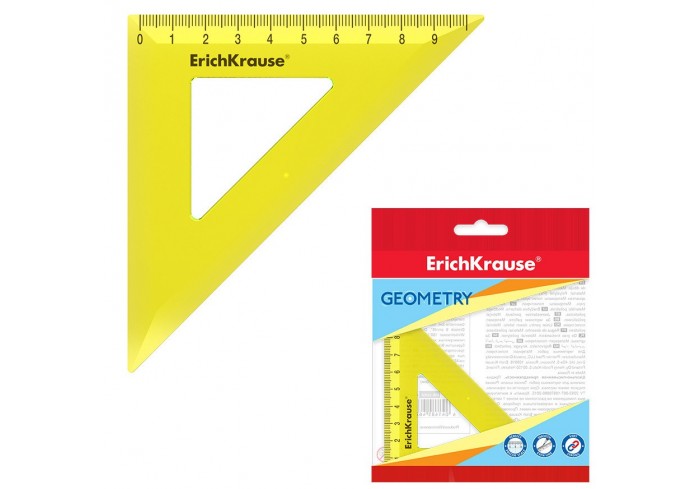 Треугольник пластиковый ErichKrause Neon, 45°/9см, желтый, во флоупаке ,Желтый