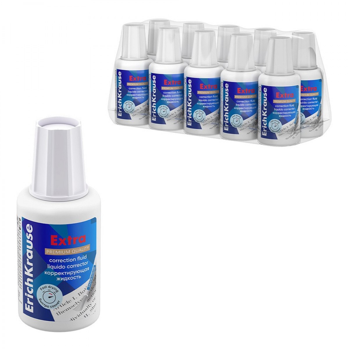 Корректирующая жидкость с кисточкой ErichKrause Extra, 20г