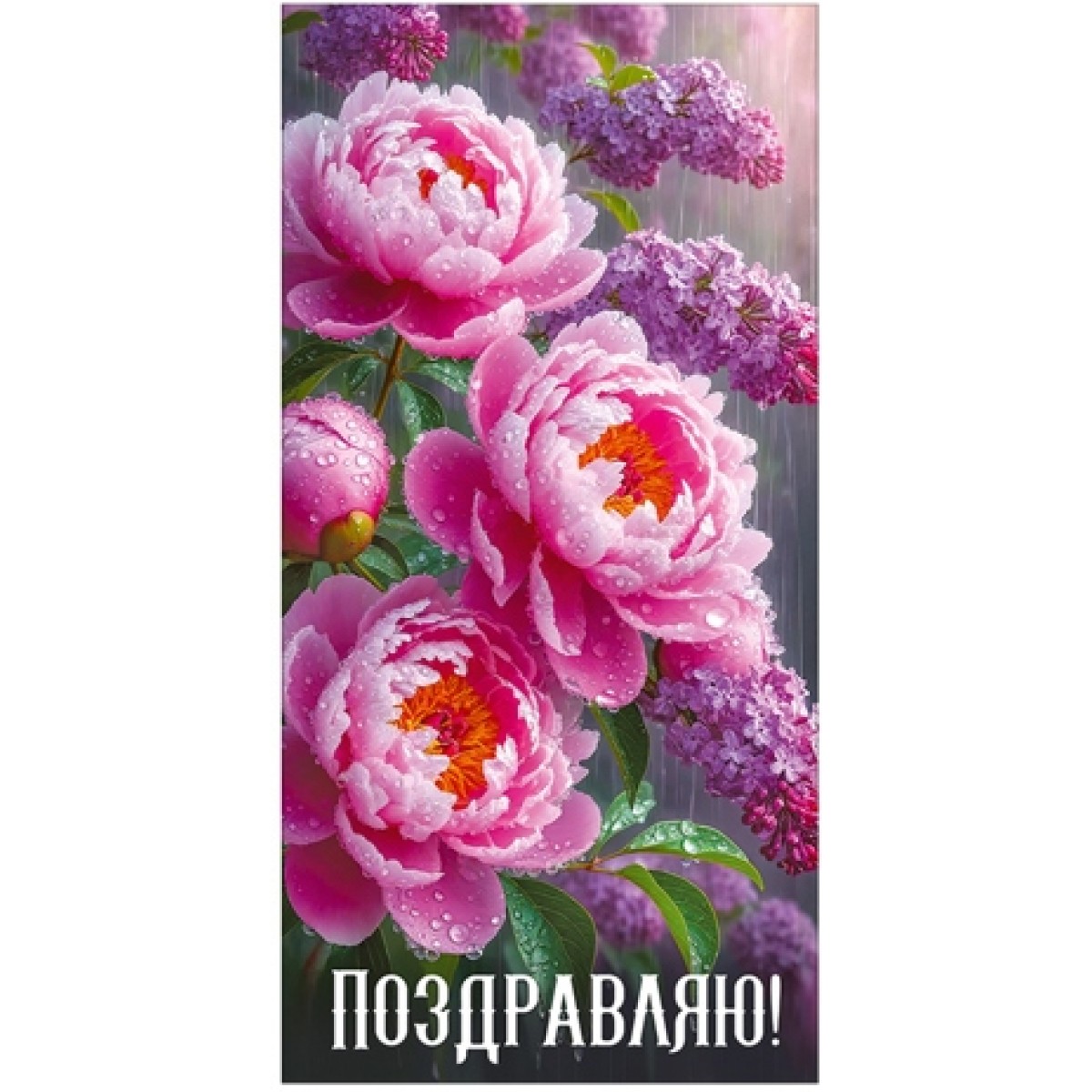 Конверт для денег ПОЗДРАВЛЯЮ! (цветы), 84*168мм