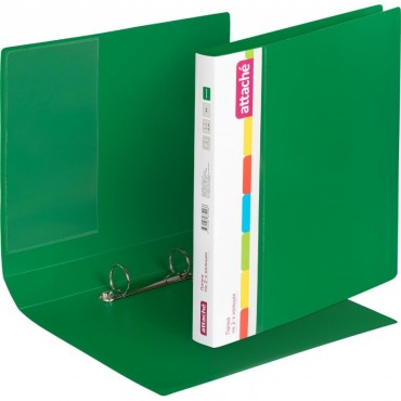 Папка на 2-х кольцах пласт.,  диаметр кольца 35мм, корешок 42мм А4 ATTACHE 0,7мм, зеленая