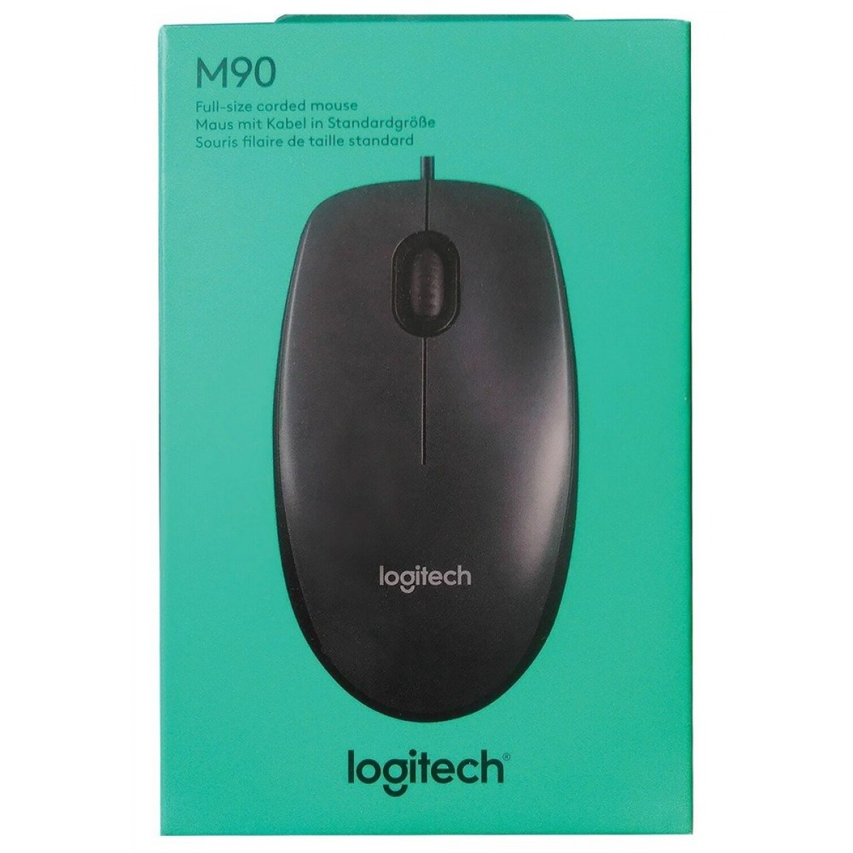Мышь проводная LOGITECH M90, USB, 2 кнопки + 1 колесо-кнопка, оптическая, черная