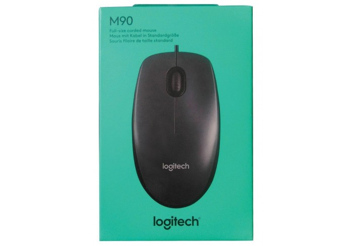 Мышь проводная LOGITECH M90, USB, 2 кнопки + 1 колесо-кнопка, оптическая, черная