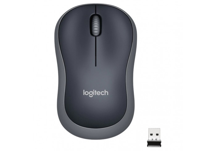 Мышь беспроводная LOGITECH M185, 2 кнопки + 1 колесо-кнопка, оптическая, черно-серая