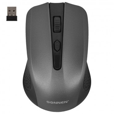 Мышь беспроводная SONNEN V99, USB, 1000/1200/1600 dpi, 4 кнопки, оптическая, серая