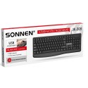 Клавиатура проводная бесшумная USB, 104 клавиши, SONNEN JK-205, черная,