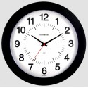 Часы настенные, диаметр 305 мм, стекло пластиковое сферической формы, пластик. ободок, цвет-чёрный