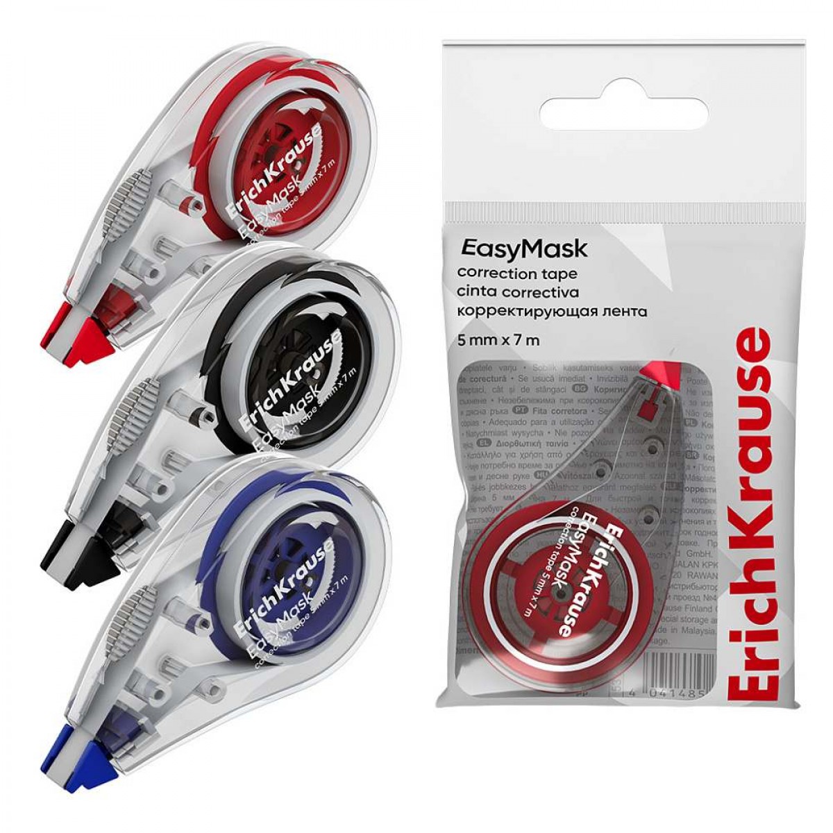 Корректирующая лента ErichKrause EasyMask, 5мм х 7м, ассорти