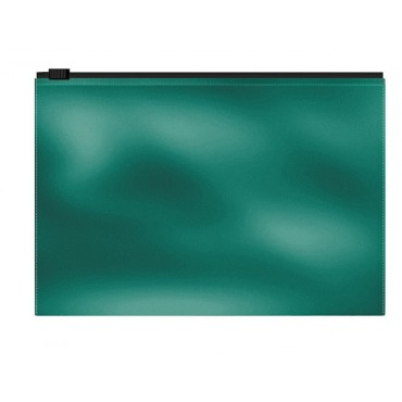 Папка-конверт на молнии Zip пластиковый ErichKrause® Glossy Ice Metallic, B5,непрозрачный, бирюзовый