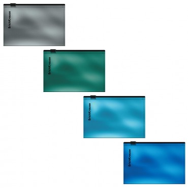 Папка-конверт на молнии Zip пластик.ErichKrause Glossy Ice Metallic, Card Size, непрозрачн,112х80мм,
