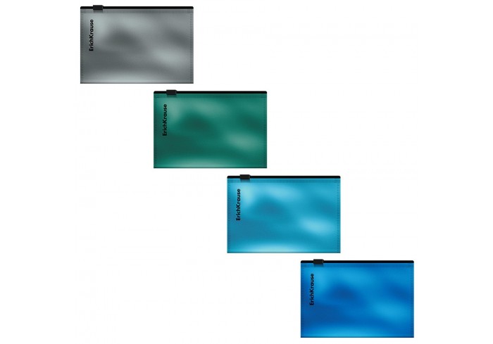 Папка-конверт на молнии Zip пластик.ErichKrause Glossy Ice Metallic, Card Size, непрозрачн,112х80мм,