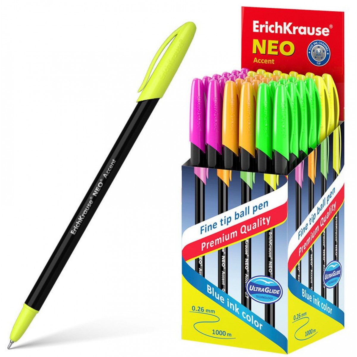 Ручка шариковая ErichKrause Neo® Stick Accent 0.7, Super Glide Technology, цвет чернил синий