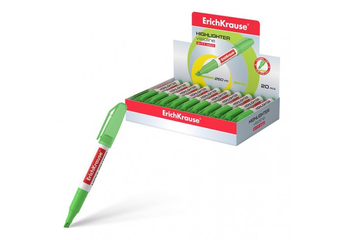 Текстовыделитель ErichKrause Visioline V-11 Mini Neon, цвет чернил зеленый , 0,6-4мм