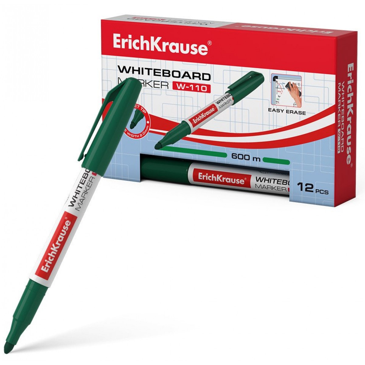 Маркер для досок ErichKrause W-110, цвет чернил зеленый