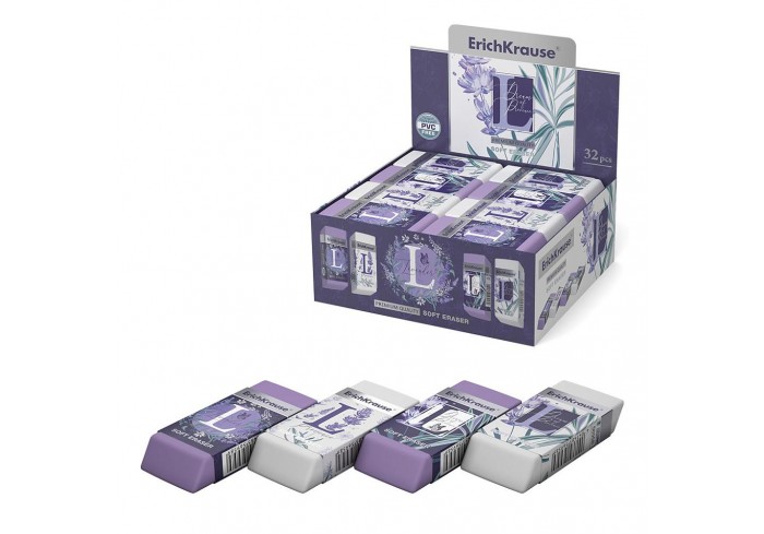 Ластик ErichKrause Lavender из термопластичной резины ТПР.Размер 60 х 25 х 10 мм.