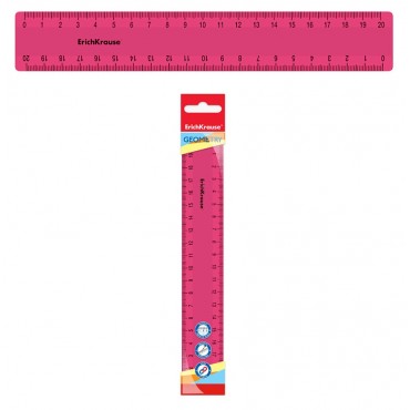 Линейка пластиковая ErichKrause Bubble Gum, 20см, розовая, во флоупаке