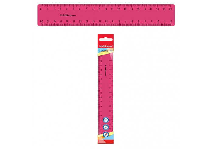 Линейка пластиковая ErichKrause Bubble Gum, 20см, розовая, во флоупаке