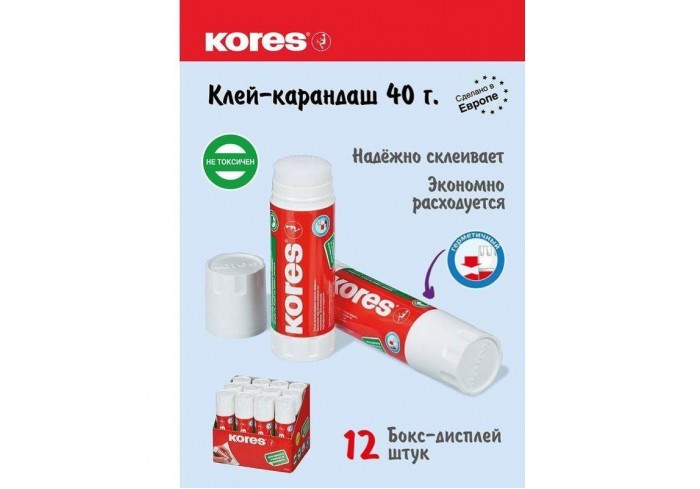 Клей-карандаш ПВП 40г KORES 12403, Чехия