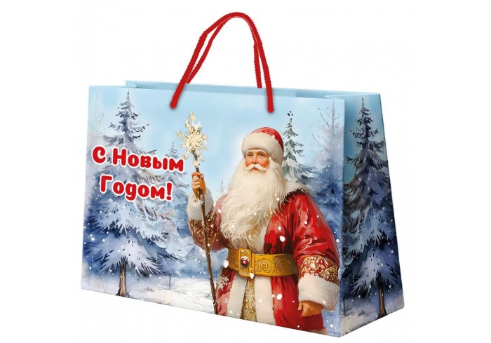 Пакет подарочный (1 шт.) новогодний, 27x11x20 см, 