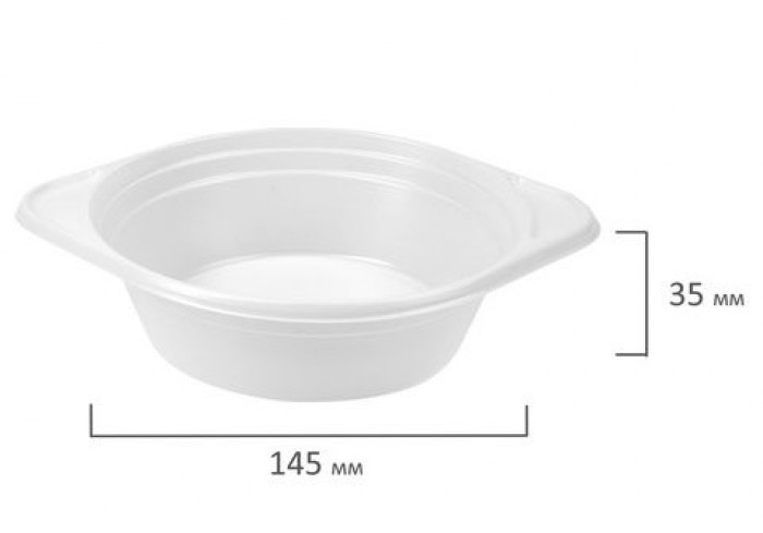 Одноразовые тарелки суповые, КОМПЛЕКТ 100шт, пластик, 0,5л, БЮДЖЕТ, белые, ПС, хол/гор, ЛАЙМА,