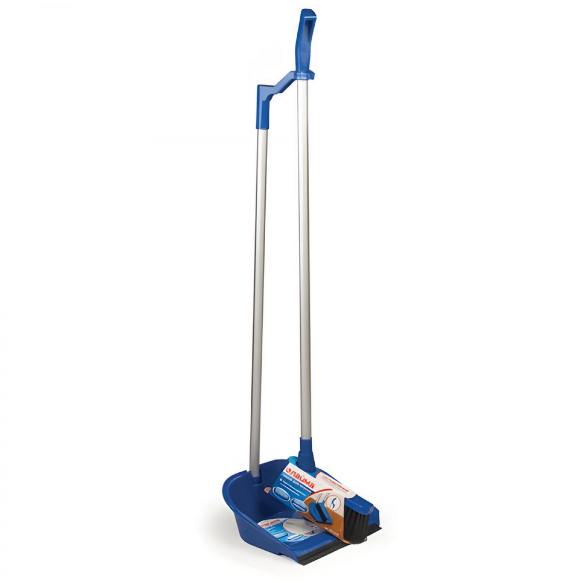 Совок для мусора КОМПЛЕКТ щетка+2 рукоятки по 70 см алюминиевые, совок пластик. с резиновой кромкой