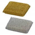 Губки для посуды 11,5х7,8х2,8 см, КОМПЛЕКТ 2 шт., поролон в металлизированной оплетке, LAIMA К1011