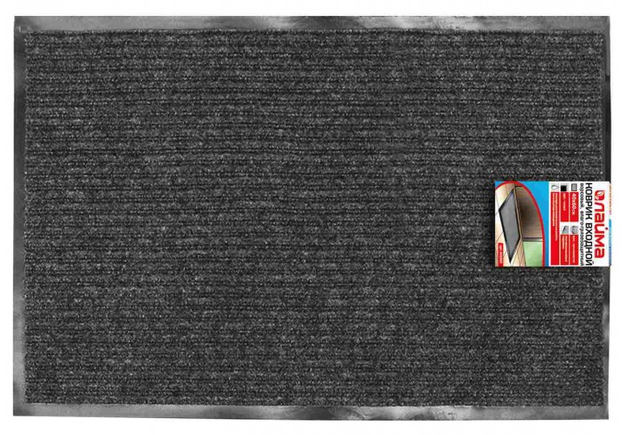 Коврик входной ворсовый влаго-грязезащитный LAIMA, 40х60 см, ребристый, толщина 7 мм, черный,